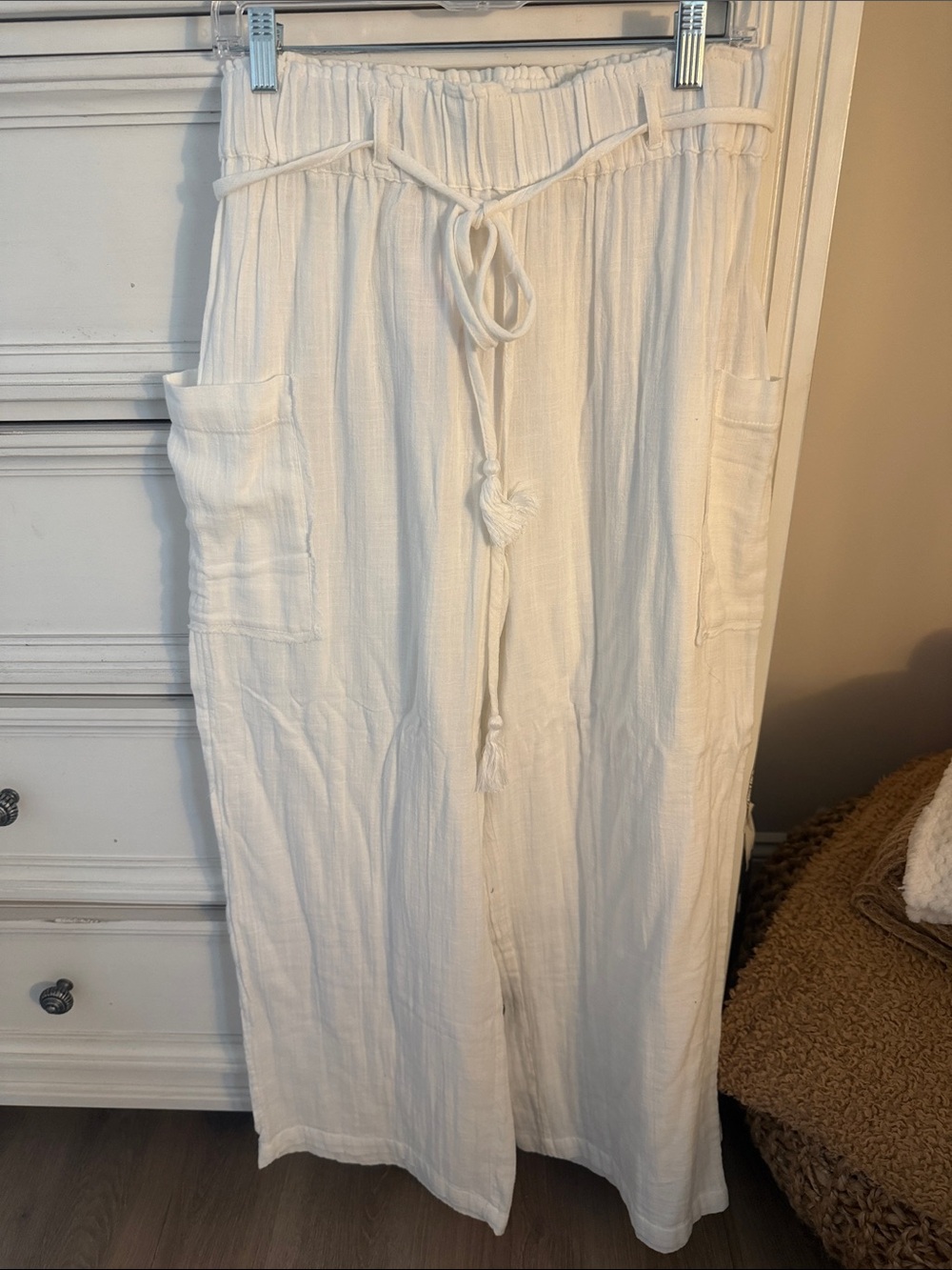 Roxy White Wide-Leg Drawstring Pants